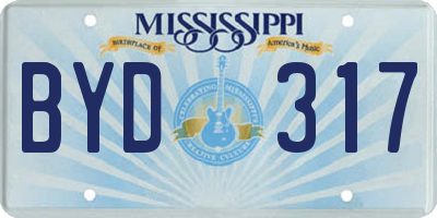 MS license plate BYD317