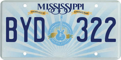 MS license plate BYD322