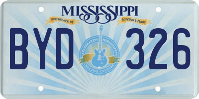 MS license plate BYD326