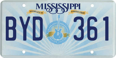 MS license plate BYD361