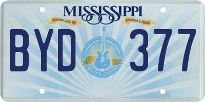 MS license plate BYD377