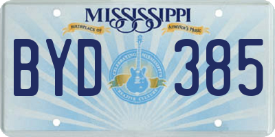MS license plate BYD385