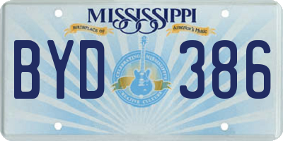 MS license plate BYD386