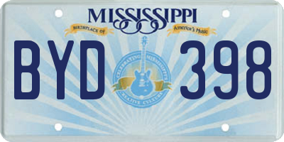 MS license plate BYD398