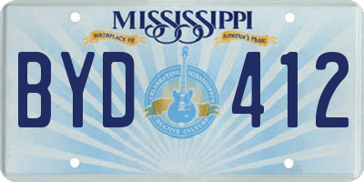 MS license plate BYD412