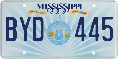 MS license plate BYD445