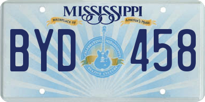 MS license plate BYD458