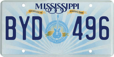 MS license plate BYD496