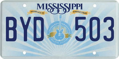 MS license plate BYD503