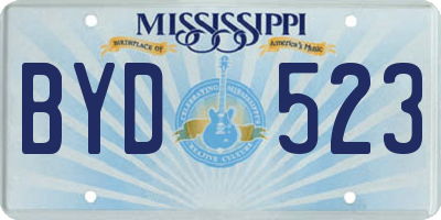 MS license plate BYD523