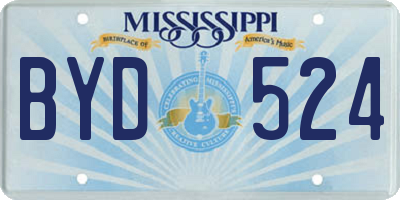 MS license plate BYD524