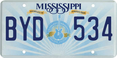 MS license plate BYD534