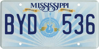 MS license plate BYD536
