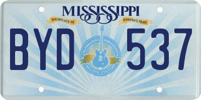MS license plate BYD537