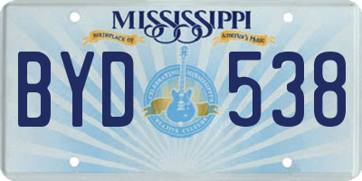 MS license plate BYD538