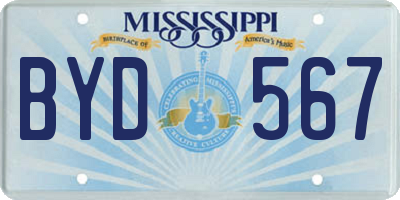 MS license plate BYD567