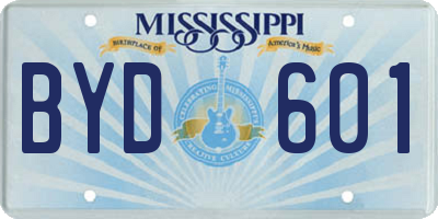 MS license plate BYD601
