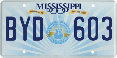 MS license plate BYD603