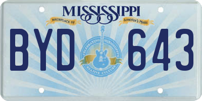 MS license plate BYD643
