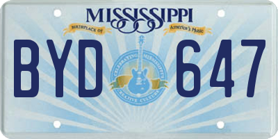 MS license plate BYD647