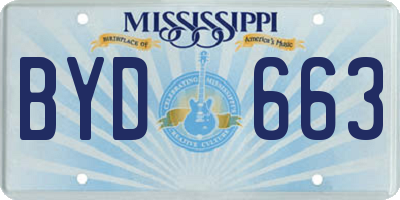 MS license plate BYD663