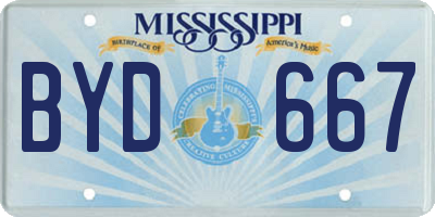 MS license plate BYD667