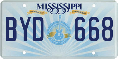 MS license plate BYD668