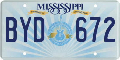 MS license plate BYD672
