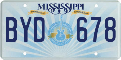 MS license plate BYD678