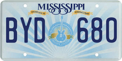 MS license plate BYD680