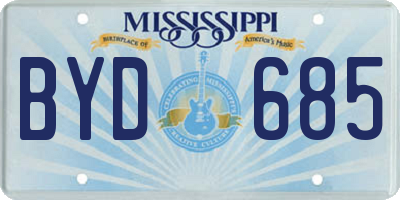 MS license plate BYD685