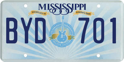 MS license plate BYD701