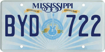 MS license plate BYD722