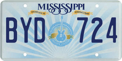 MS license plate BYD724