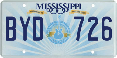 MS license plate BYD726