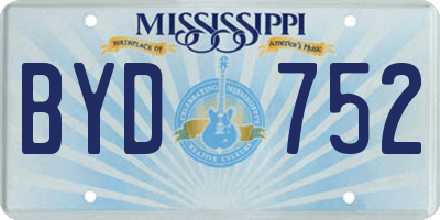 MS license plate BYD752