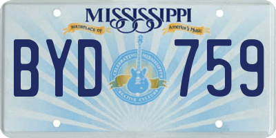 MS license plate BYD759