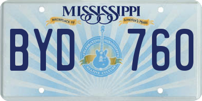 MS license plate BYD760