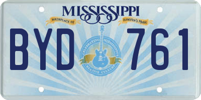MS license plate BYD761