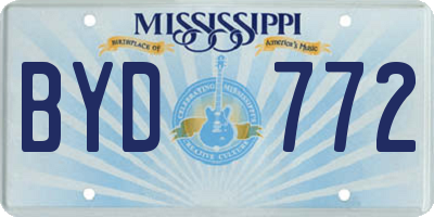 MS license plate BYD772