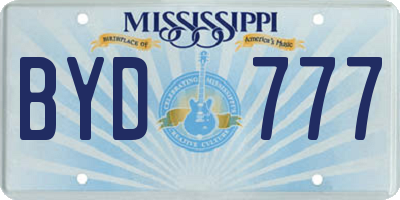 MS license plate BYD777