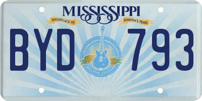 MS license plate BYD793