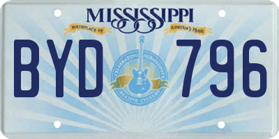 MS license plate BYD796