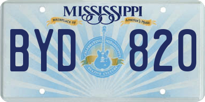 MS license plate BYD820