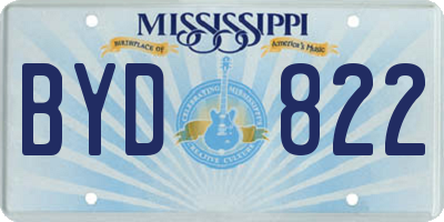 MS license plate BYD822