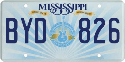 MS license plate BYD826
