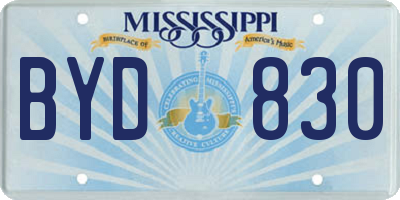 MS license plate BYD830