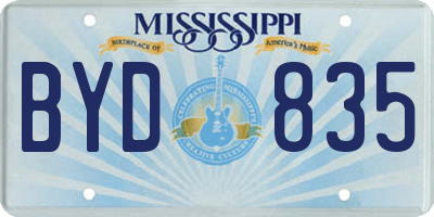 MS license plate BYD835