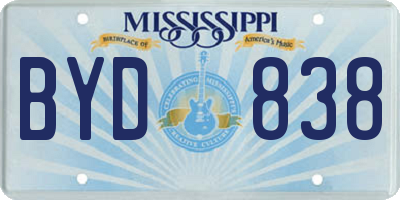 MS license plate BYD838