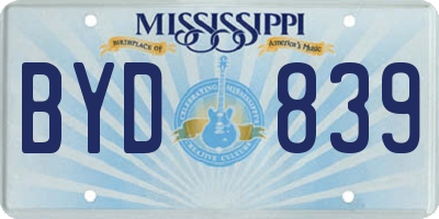 MS license plate BYD839